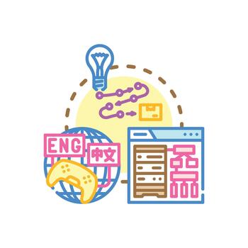 set. Web application development programming creating digital solutions vector