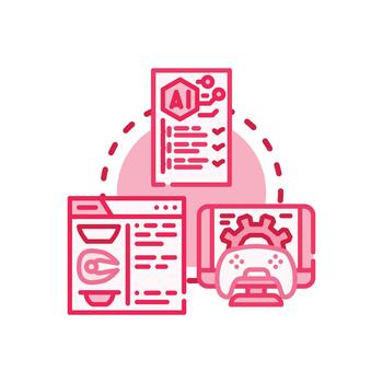 Application logic concept developing. software simplified development strategy vector