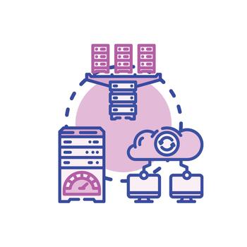 Server database network representing. diversity cloud computing infrastructure vector