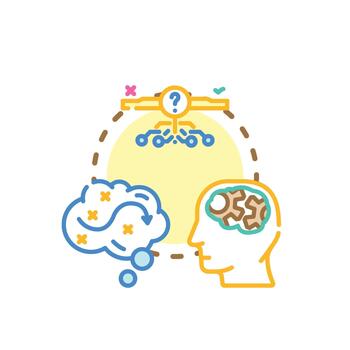 Rational thinking process developing clean logical problem. solving vector