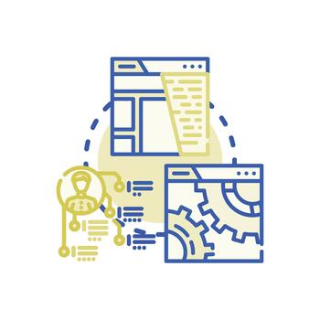 Optimizing work performance process improving series. business efficiency vector