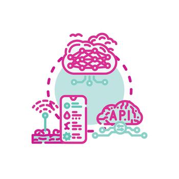 Cloud computing data processing machine. learning concept looks vector