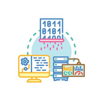 Clear data visualization interface designs processing digital information. vector