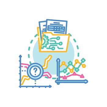 Data presentation process showing analysis and visualization vector
