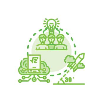 Education process connecting study, knowledge, and practical implementation vector