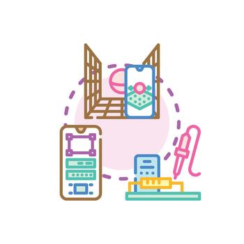 javascript componente directiva para software paquete desarrollo concepto. vector