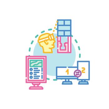 Multi screen optimized design developing responsive cross platform set layout. vector