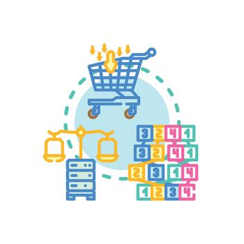 Stack based inventory flow management process concept vector