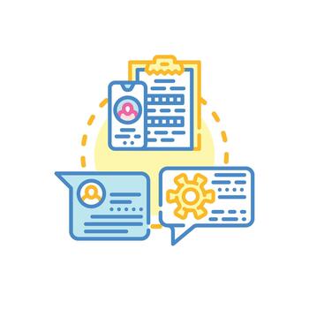 Client request approved message sending process vector