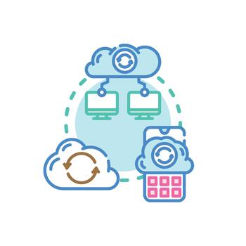 Machine to cloud set computing. data transfer concept vector
