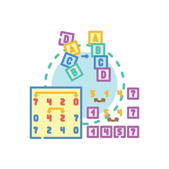 Bubble sort iteration. process algorithm concept set vector