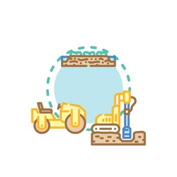 Ground compaction methods for construction engineering work vector