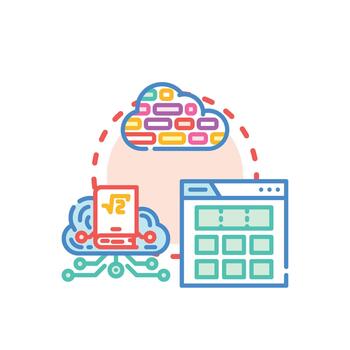 Open source app framework developing. and concepts coding system vector