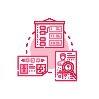 minimal Visual app creation developing. mobile software process vector