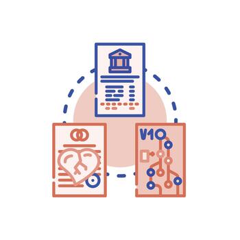 Person processing revised documents for logistics vector