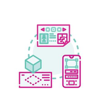 pack Software prototype creation process. developing user interface design vector