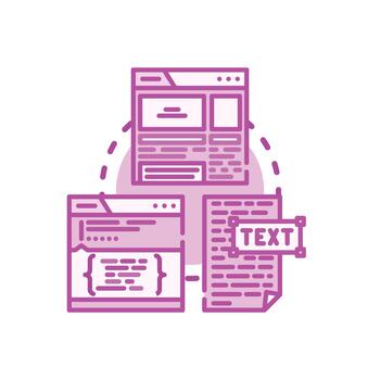 Derived content development process concept vector