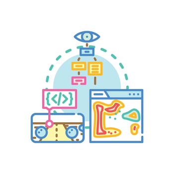 Creating applications with visual low code tools vector