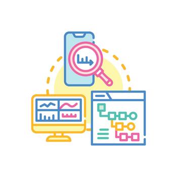 Interactive. data clean visualization screen concept illustration vector