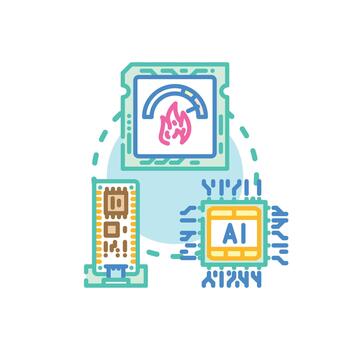 Microprocessor chip. styles core processing digital signals vector