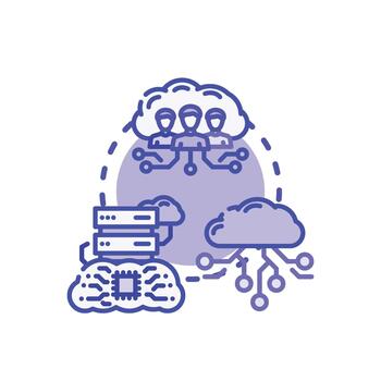 Cloud data series. computing setup with internet security accessing vector