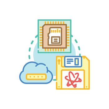 Computer memory evolution and digital. diversity data storage concept vector