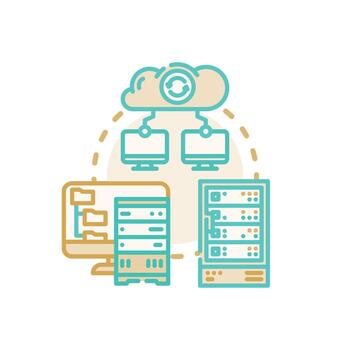 Connected data storage server computing network concept vector