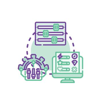 Interface customization process. for adaptive set mobile applications vector