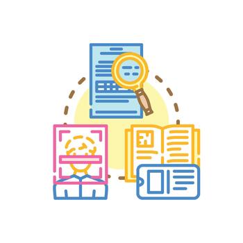 Document. scanning process digitalization styles and data conversion vector