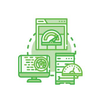 Optimizing web page performance. developing styleset internet speed vector