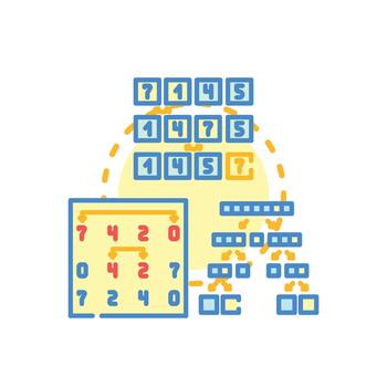 Comparison. based bubble sort minimal algorithm data processing concept vector