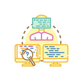 Electronic code snippet. stylized developing software process data vector