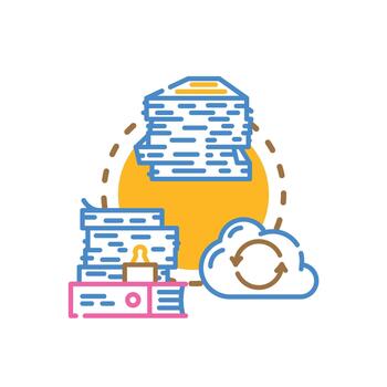 archivo y documento apilar organizando papeleo archivar datos vector