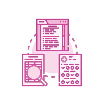 Document based research survey study and analysis process vector