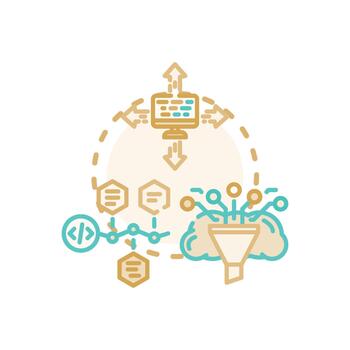 Post deployment analytics. concept developing software and website performance analyzing forms vector