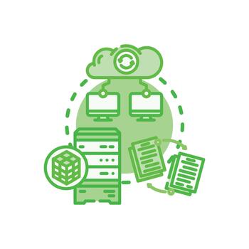 Distributed document database global data. modern networking technology vector