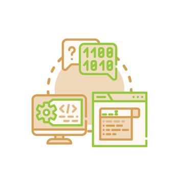 forms Electronic code snippet developing software compiling. data vector
