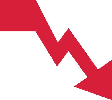 rojo hacia abajo flecha simbolizando disminución o disminución en valor o tendencia análisis gráfico vector
