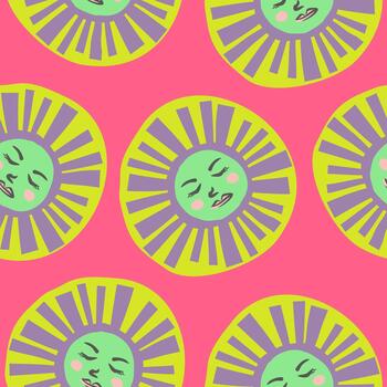 Cute sun pattern background vector