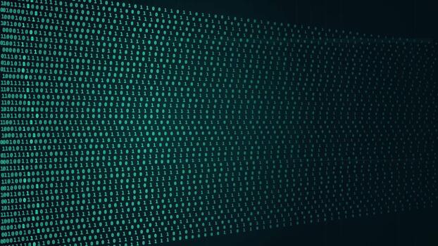 binär Code Strom fließend im Welle Muster über dunkel Digital Hintergrund video