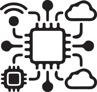 Central Microchip Processing Unit and Cloud Network Connectivity vector
