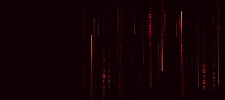 Red Cyber Security Background with Falling Binary Code vector