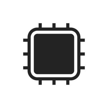 CPU Processor Icon Black Microchip vector