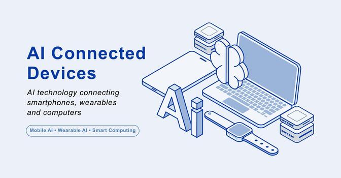 artificial inteligencia conectado dispositivos isométrica tecnología vector