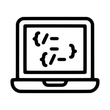 Outline Line Laptop Screen Programming Code Software Development Interface Icon vector