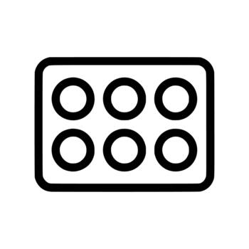 Outline Basic Rounded Rectangle Shape Six Circle Elements Grid Icon Symbol vector