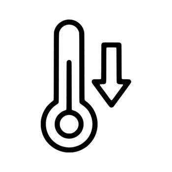 Outline Line Thermometer Down Arrow Indicating Temperature Decrease Cooling Weather Icon Symbol vector