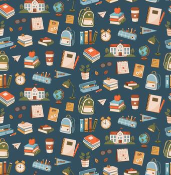 Seamless School Elements Pattern vector