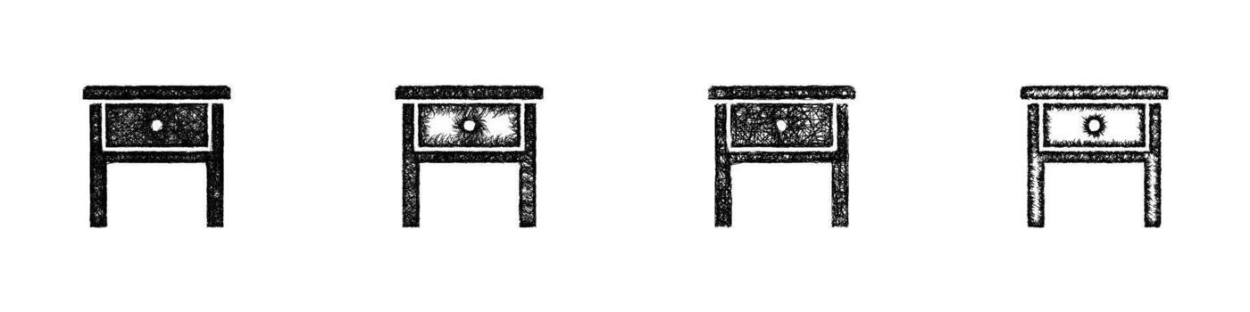 Sketch side table icon set vector