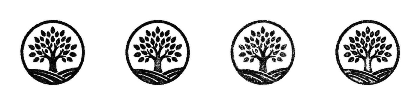 Sketch monochrome tree logo set vector